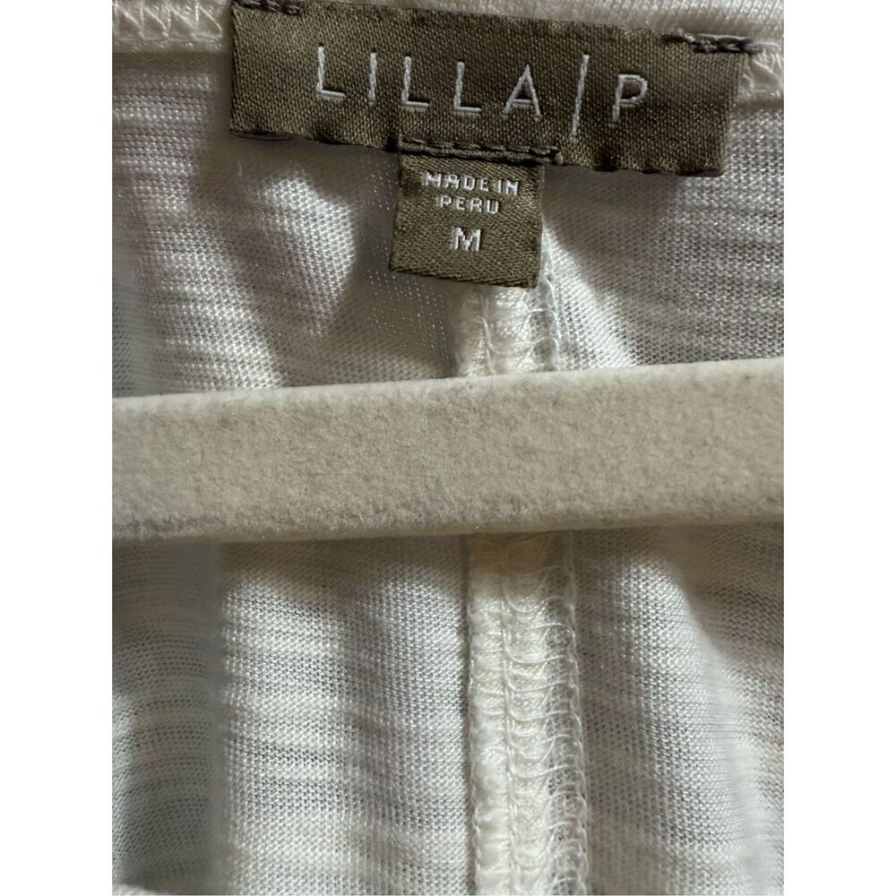 Lilla P by Anthropologie‎ Pima Cotton Modal Blend Short Sleeve Top Soft Ivory Sz - Picture 4 of 7